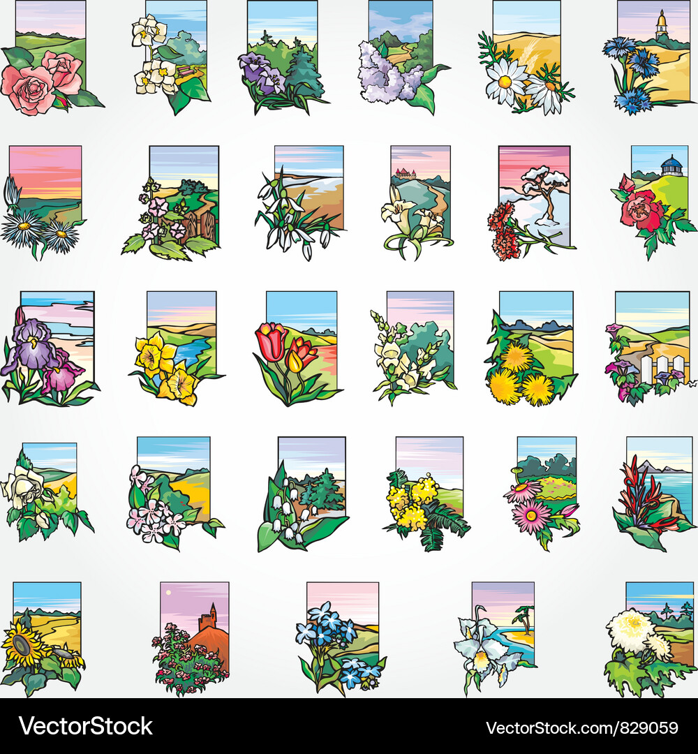 Flowers icon set Royalty Free Vector Image - VectorStock