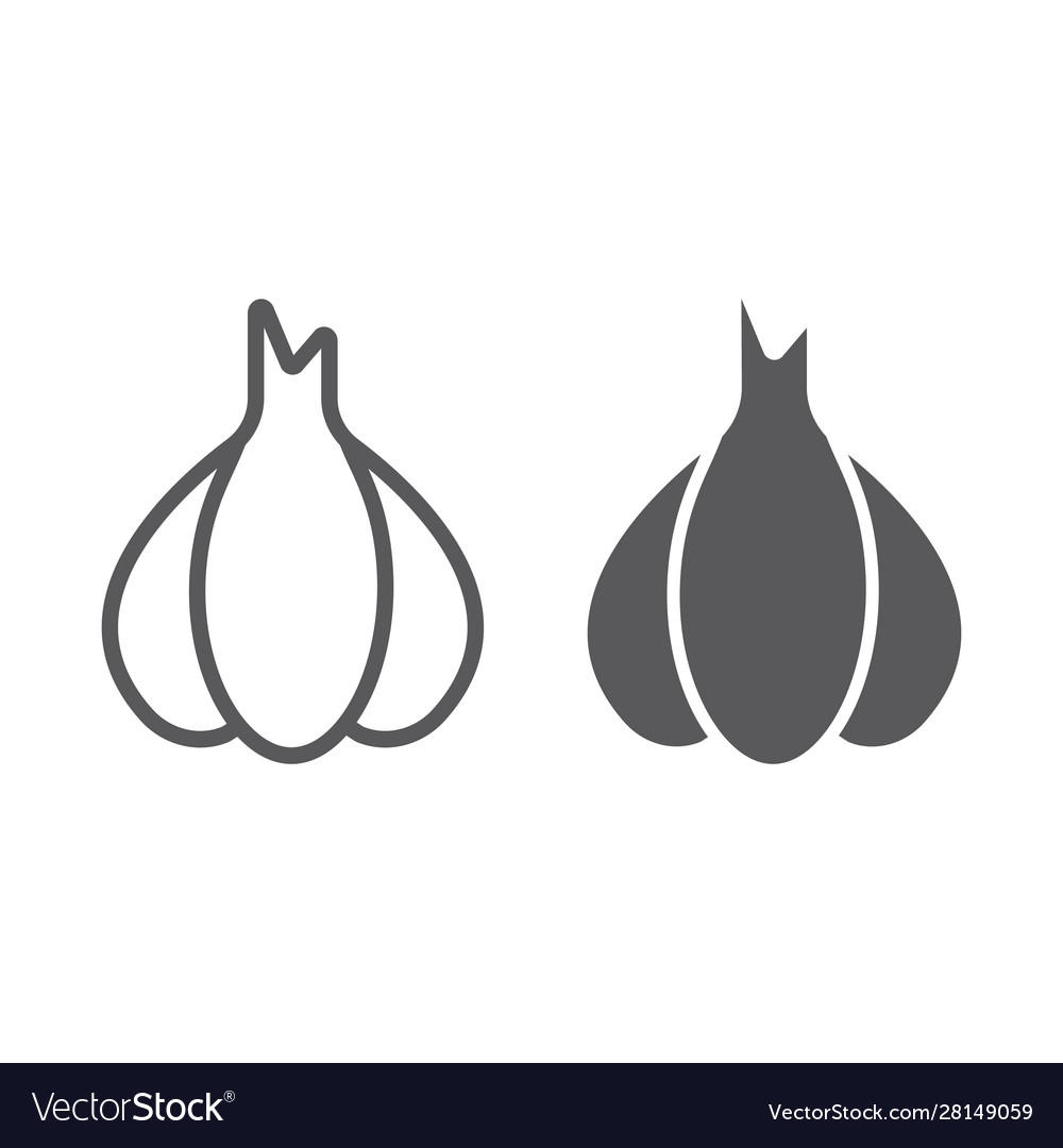 Garlic line and glyph icon pungent vegetable