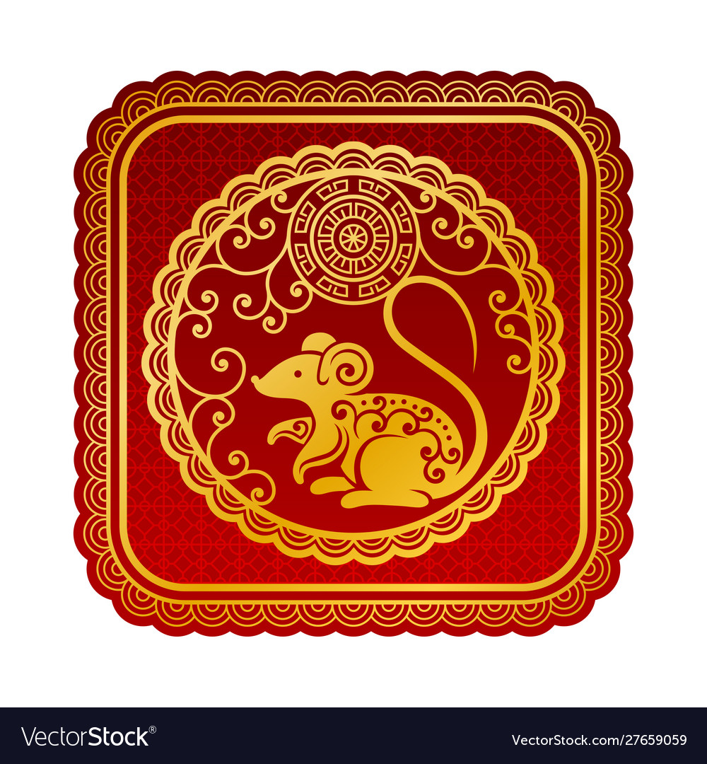 Golden pattern on a red background in traction vector image Golden pattern on a red background in traction