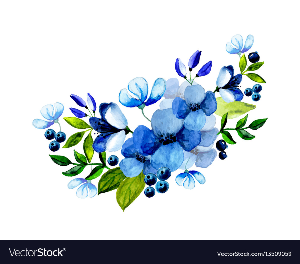 Hand Painted Watercolor Floral Bouquet Royalty Free Vector