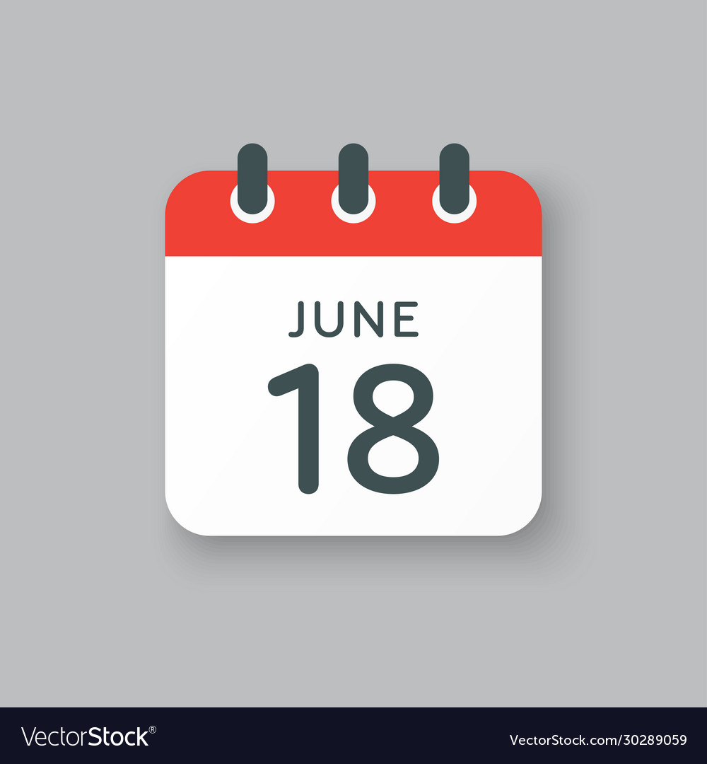 Icon calendar day 18 june summer days year Vector Image
