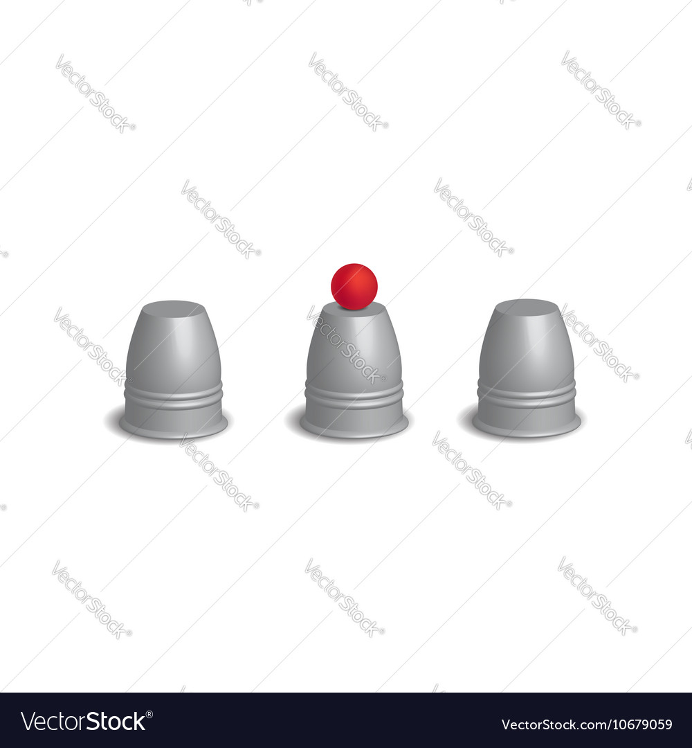 Magic cups game with red ball set