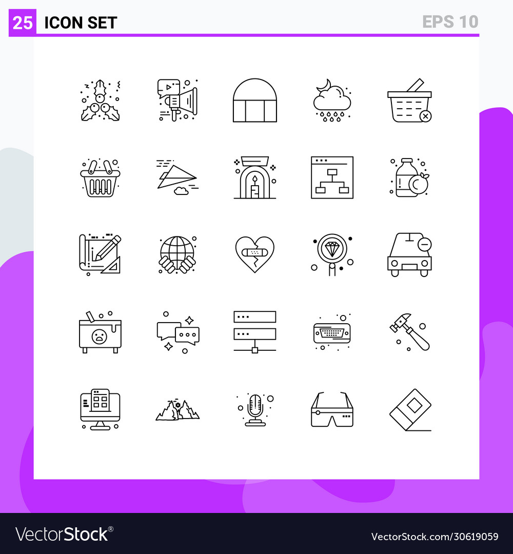 Modern set 25 lines and symbols such as delete
