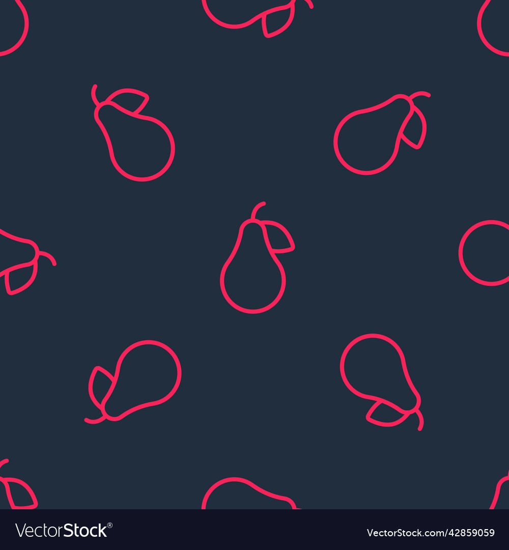 Red line pear icon isolated seamless pattern