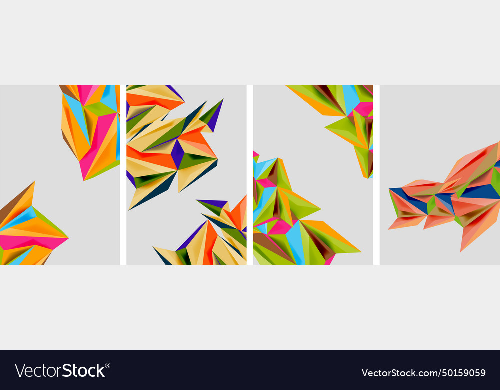 Set of mosaic triangle pattern abstract posters