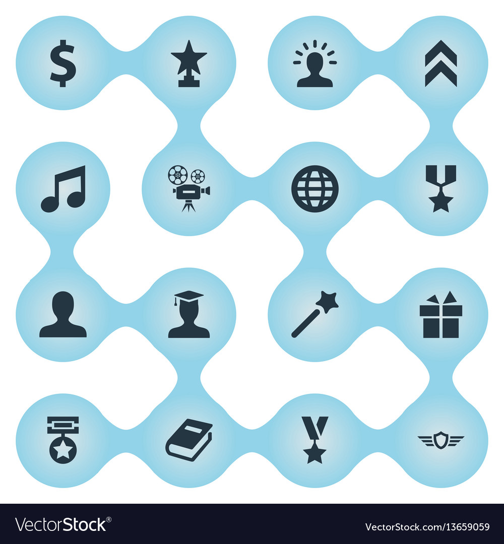 Set of simple prize icons vector image Set of simple prize icons