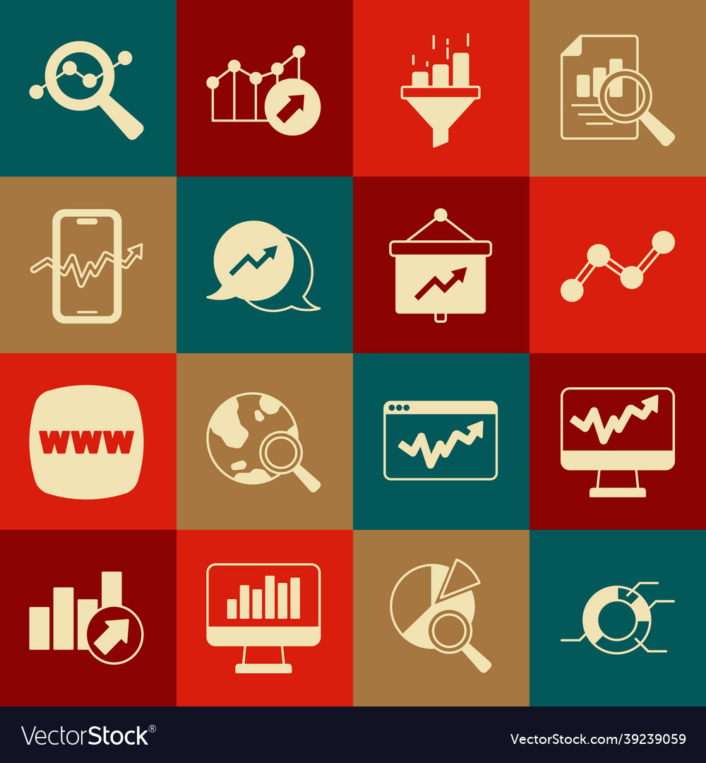 Set pie chart infographic monitor with graph