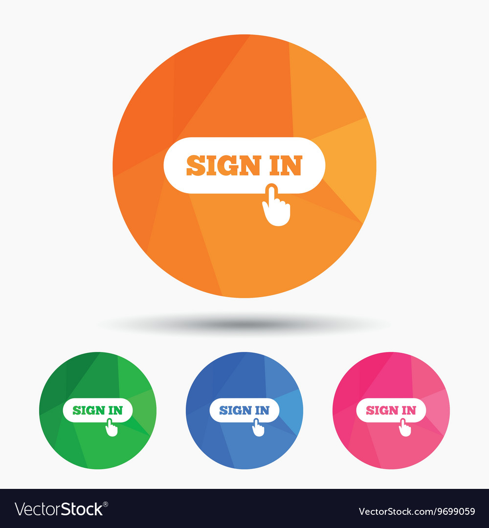 Sign in with hand pointer icon login symbol