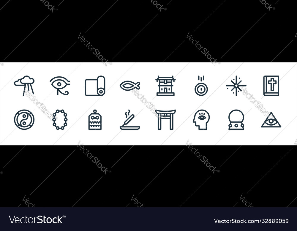 Spiritual line icons linear set quality