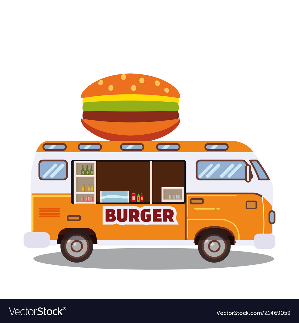 Street food truck van fast delivery vector image Street food truck van fast delivery