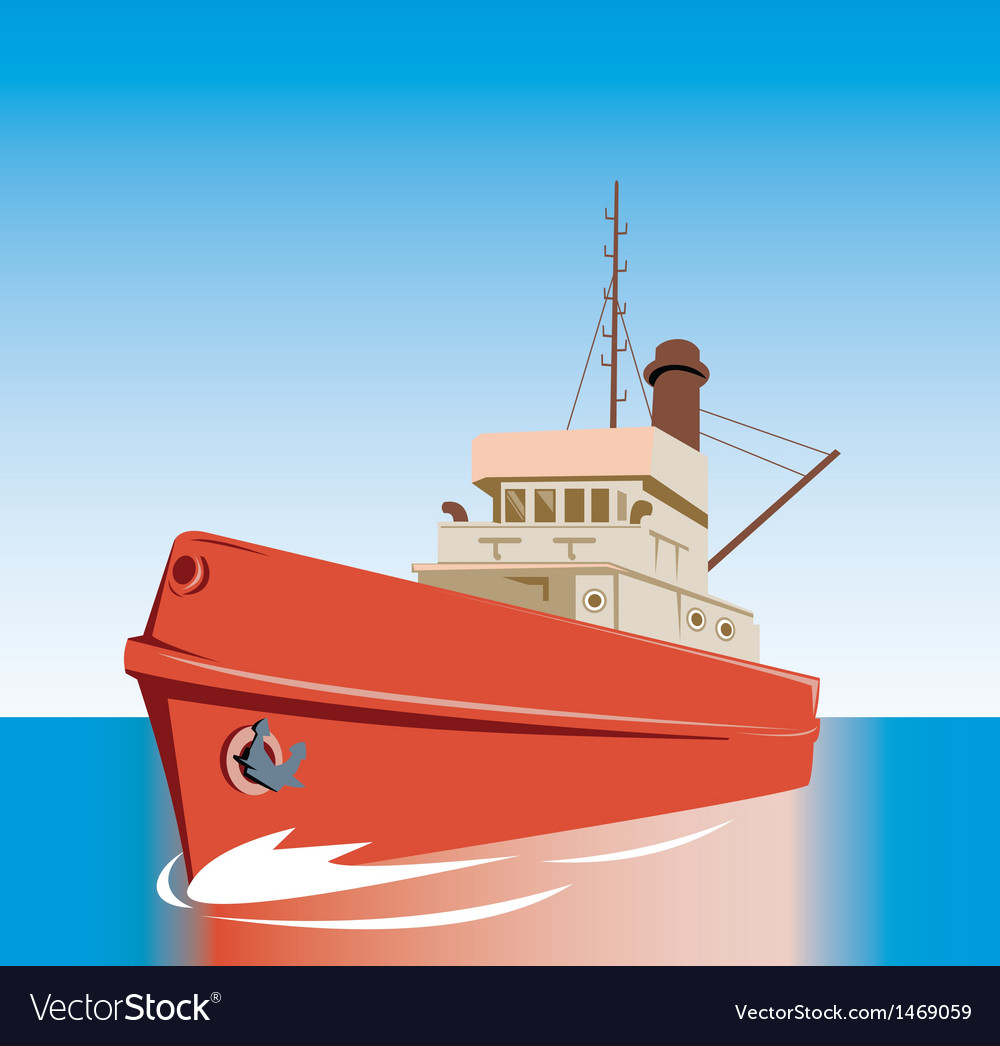 Tug boat at sea Royalty Free Vector Image - VectorStock