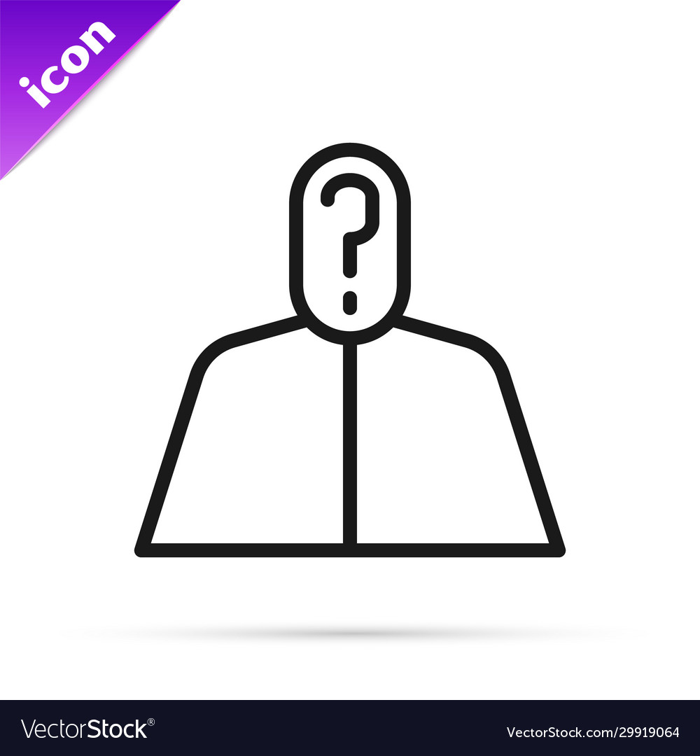 Black line anonymous man with question mark icon vector image Black line anonymous man with question mark icon