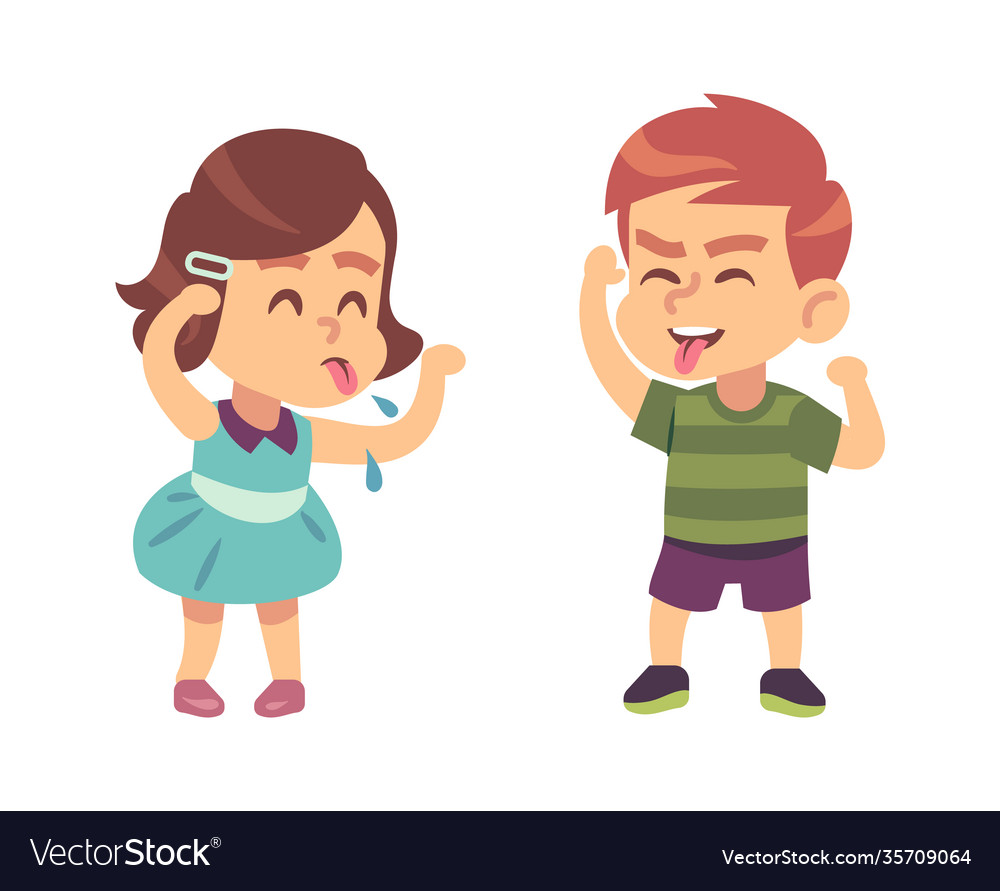 Boy and girl teasing each other naughty Royalty Free Vector