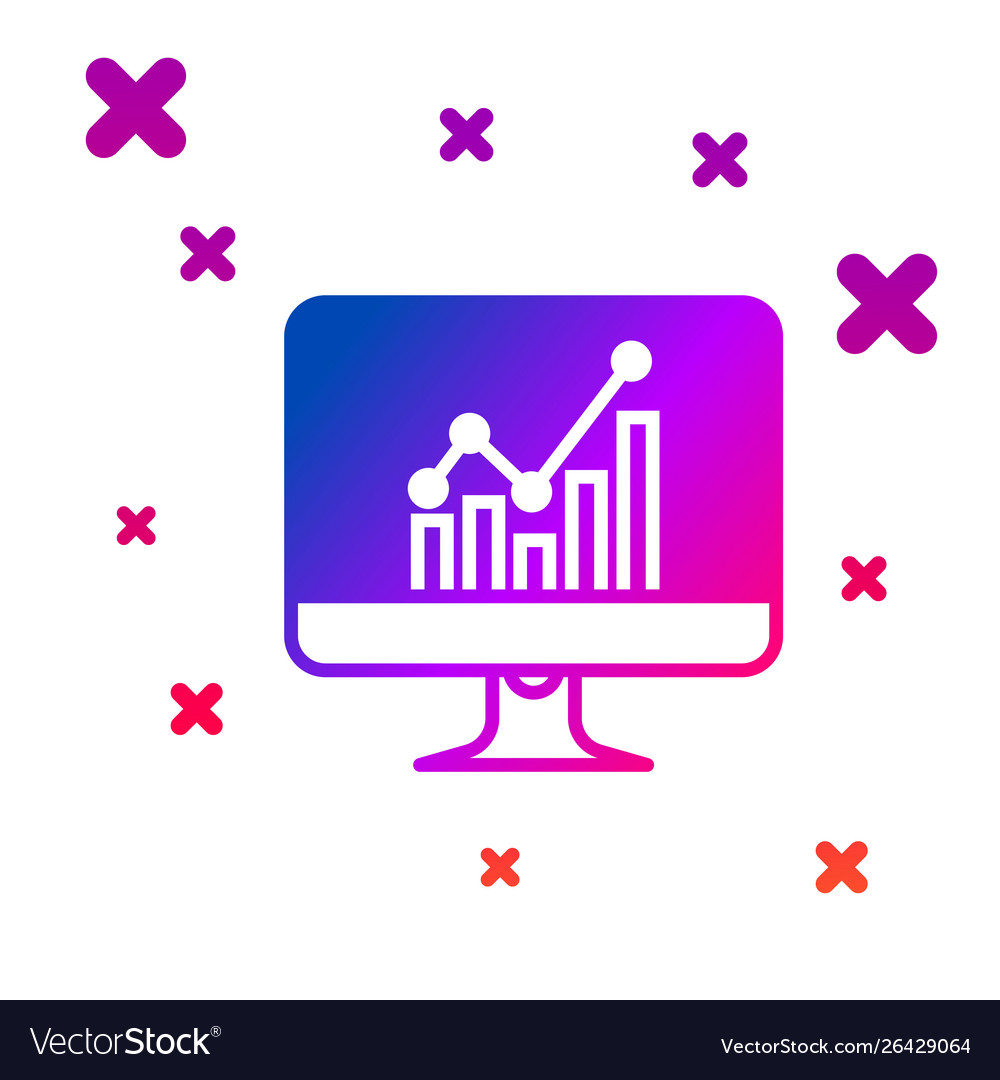 Color computer monitor with graph chart icon vector image Color computer monitor with graph chart icon