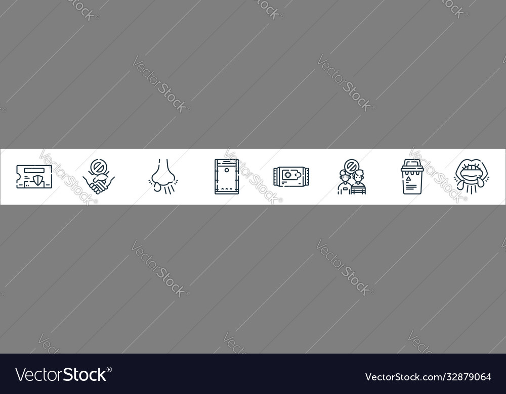 Coronavirus Vorbeugungslinie Icons linear Set