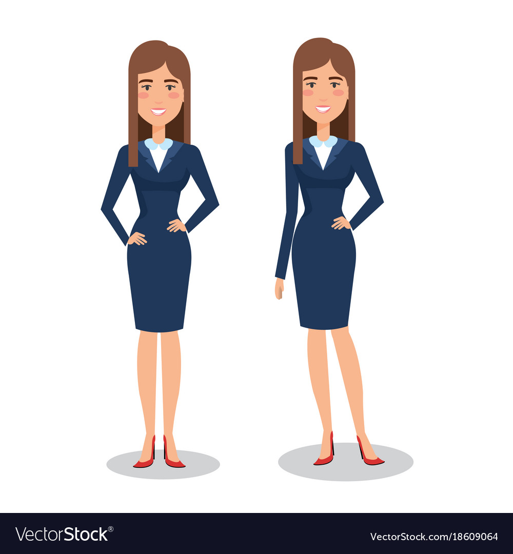 Elegant business woman in different pose Vector Image