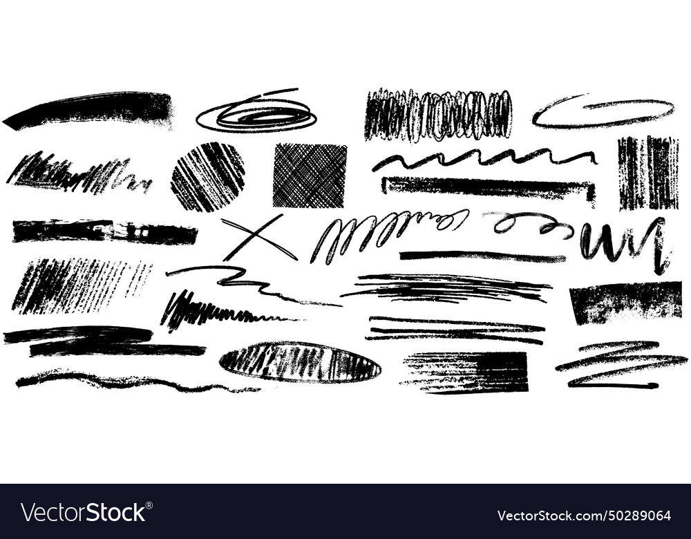 Hand drawing black charcoal pencil lines Vector Image