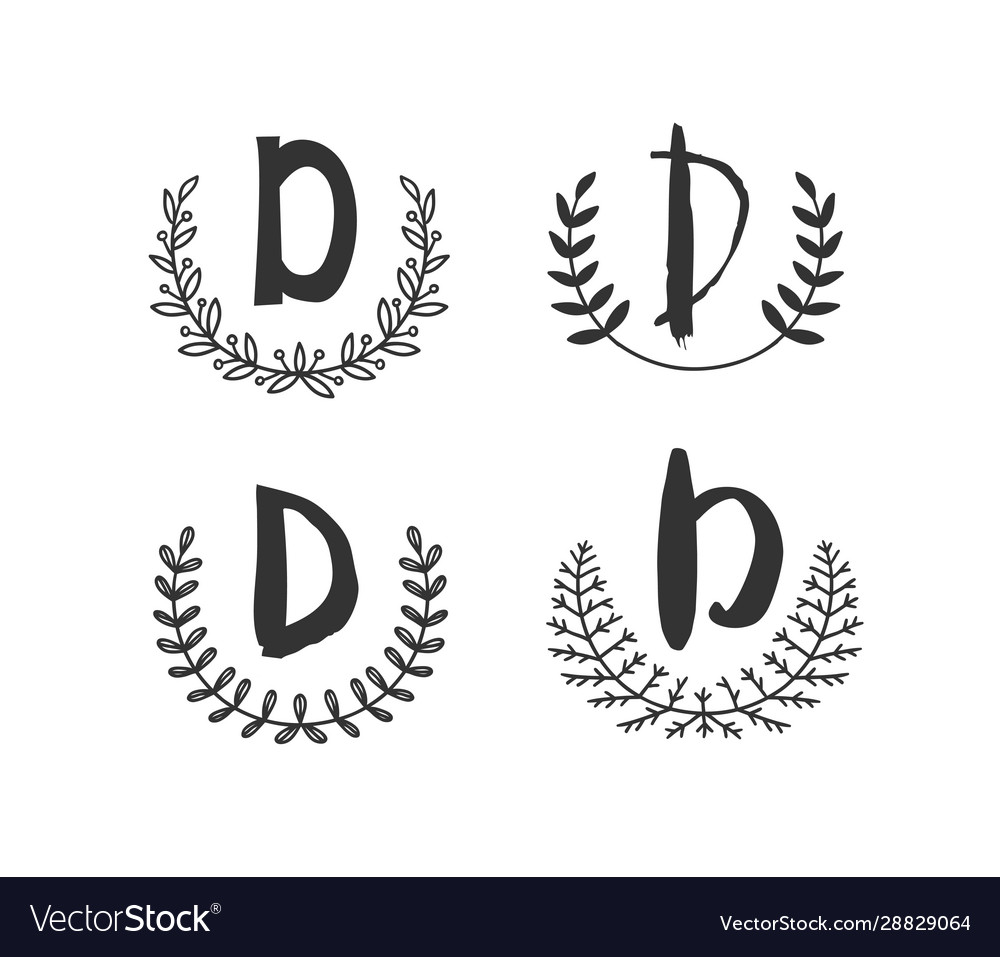Hand drawn set monogram objects for design use Vector Image Hand drawn set monogram objects for design use