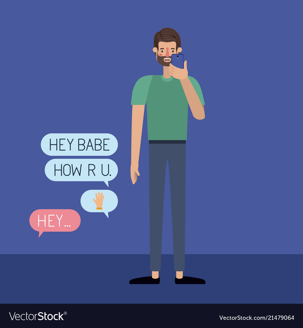 Man chating with smartphone
