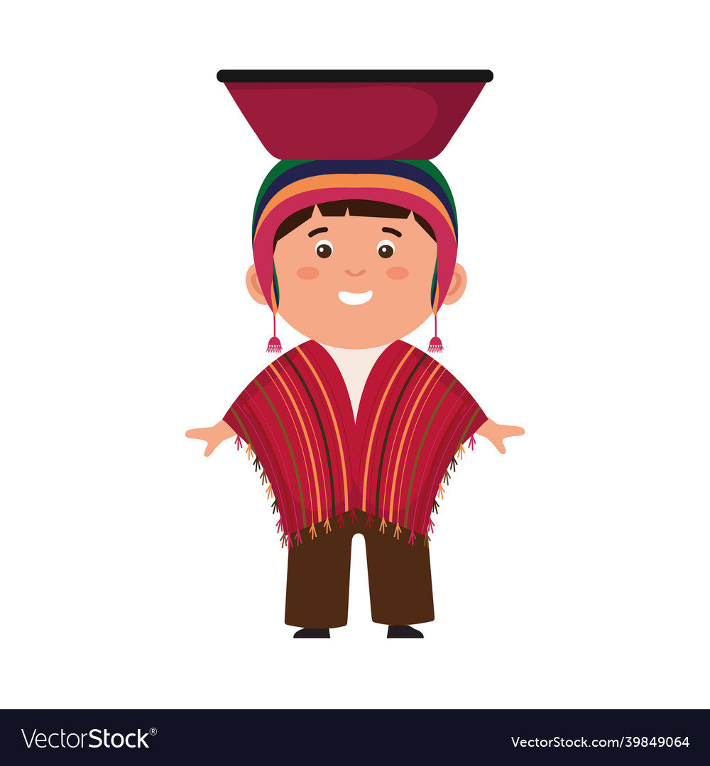 Peruvian man character Royalty Free Vector Image