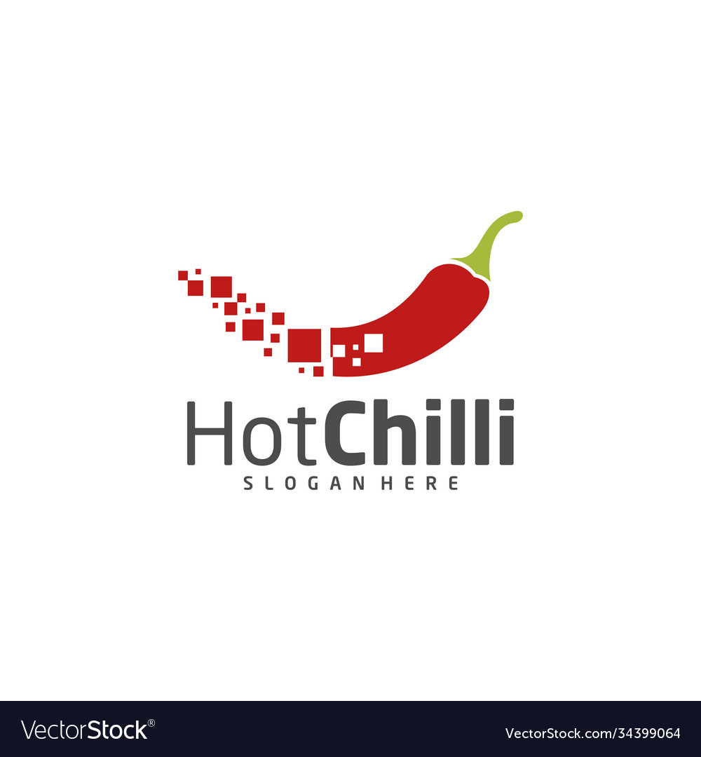 Pixel chili logo design template red