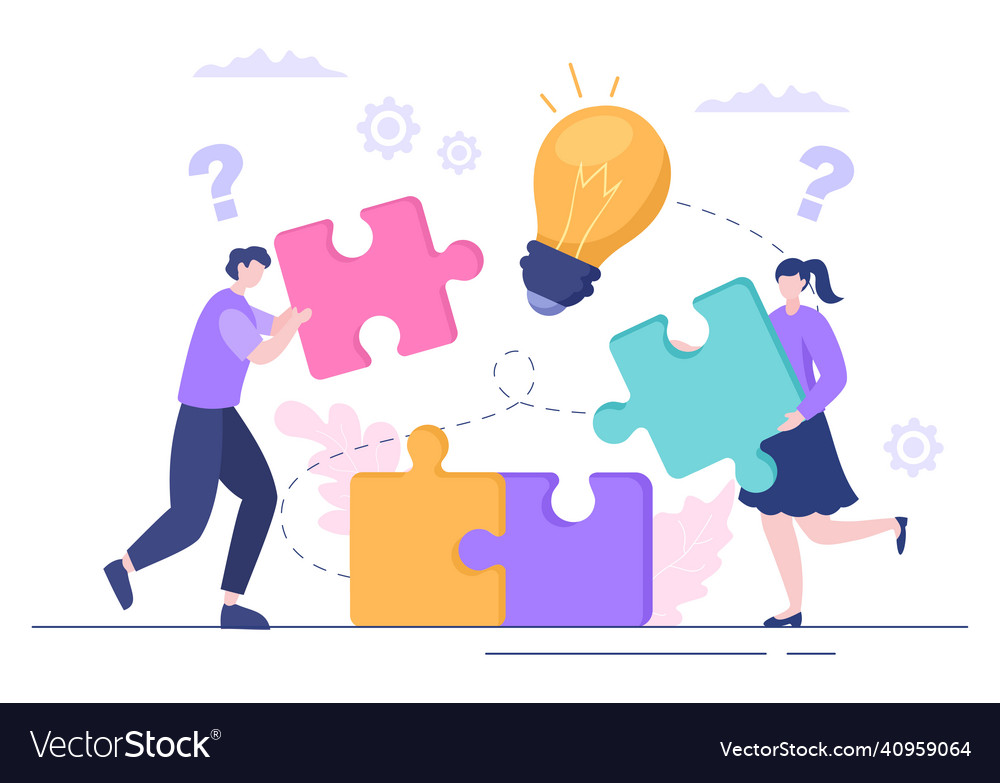 Problem und Lösung bei der Unternehmenslösung vector image Problem und Lösung bei der Unternehmenslösung