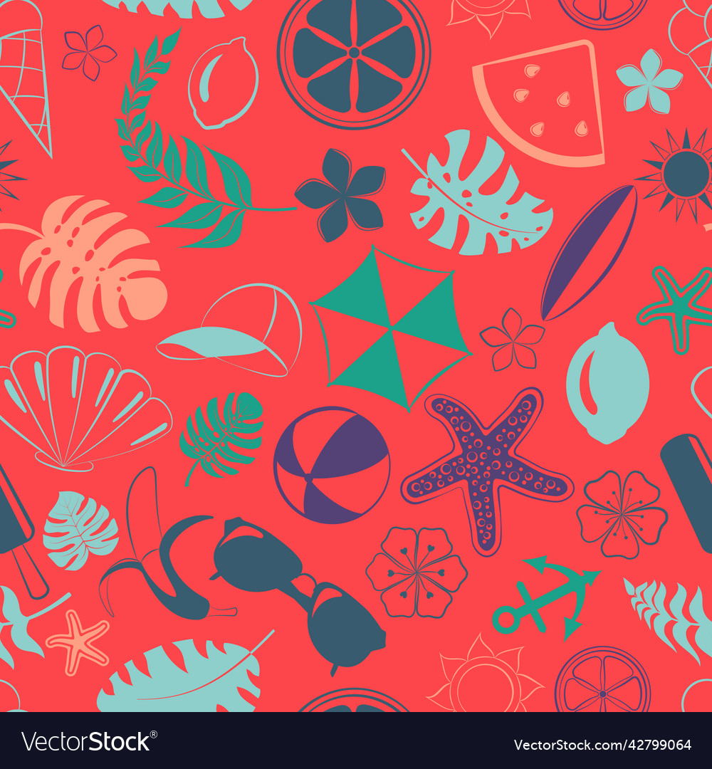 Seamless pattern with summer symbols vector image Seamless pattern with summer symbols