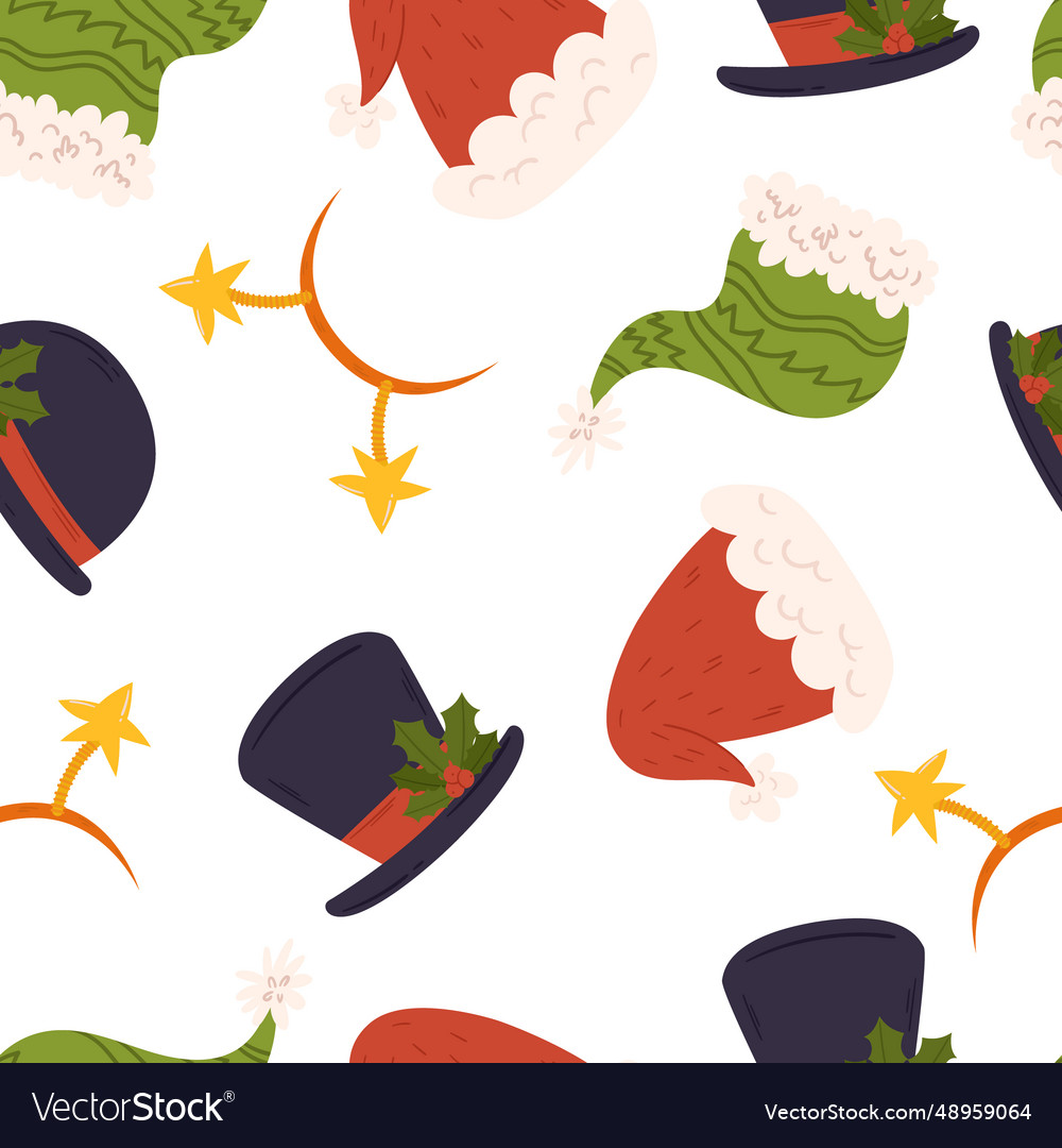 Seamless pattern with whimsical christmas festive