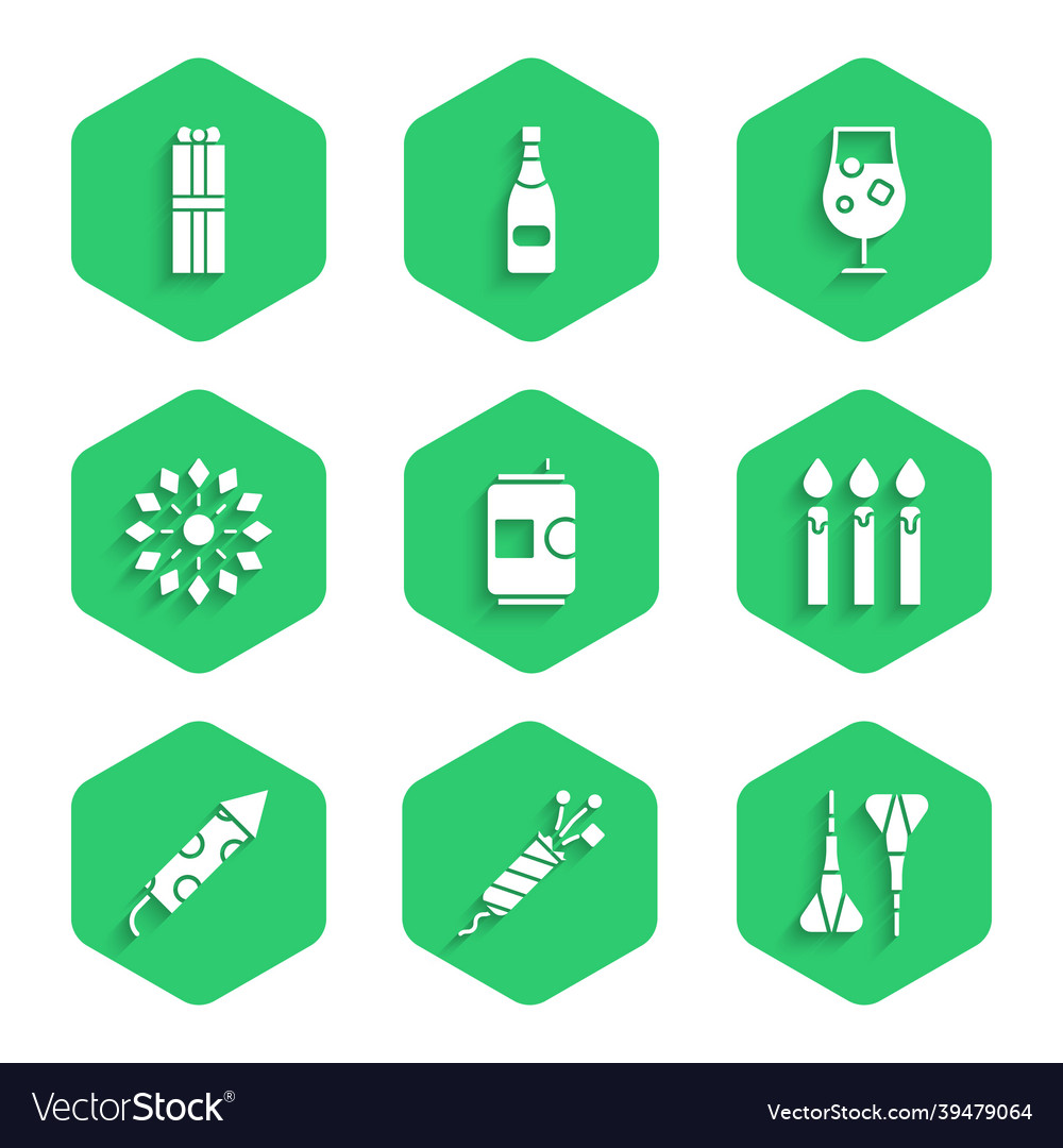 Set beer can firework rocket dart arrow vector image Set beer can firework rocket dart arrow
