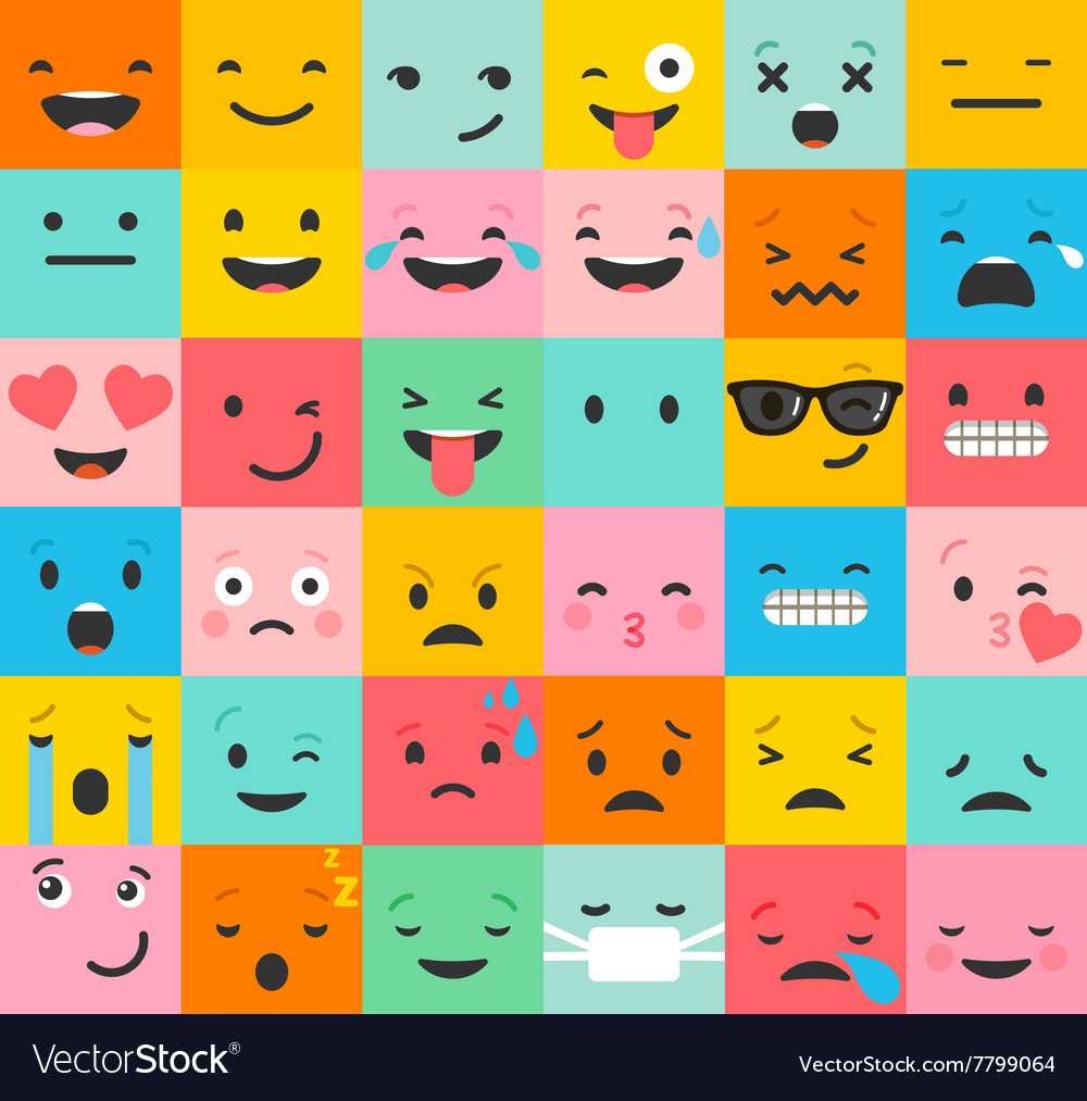 Set colorful emoticons pattern Royalty Free Vector Image