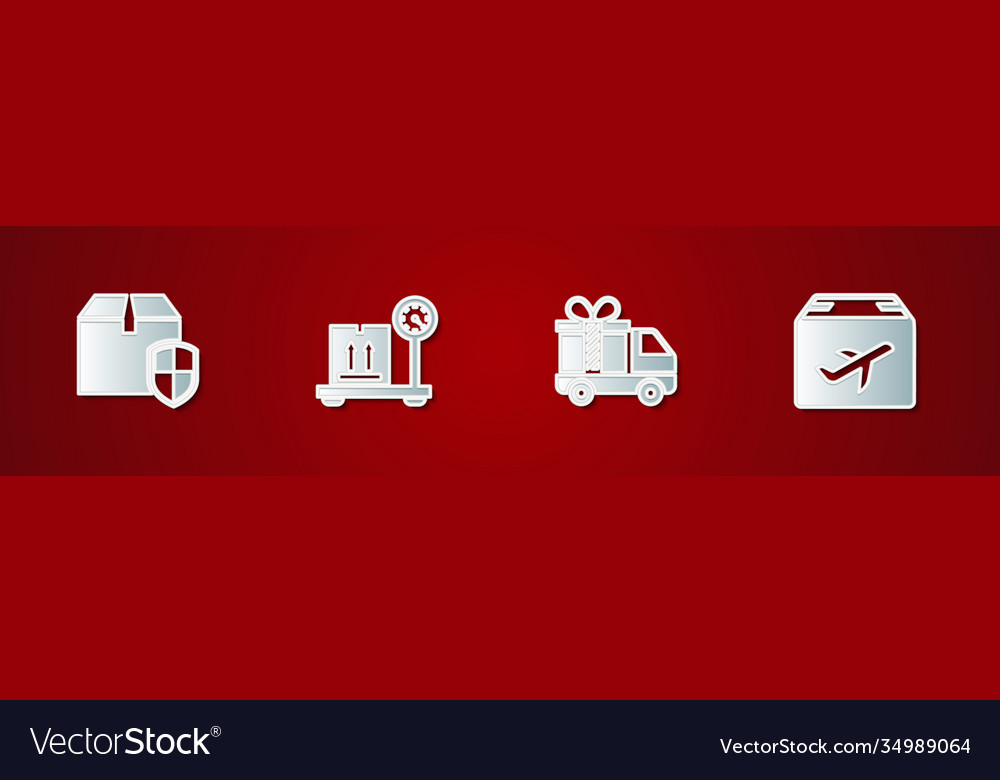 Set delivery box security shield scale vector image Set delivery box security shield scale