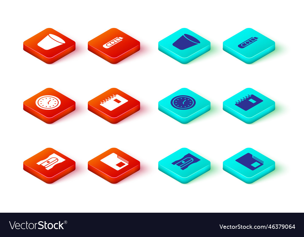 Set pencil sharpener document folder clock Vector Image Set pencil sharpener document folder clock