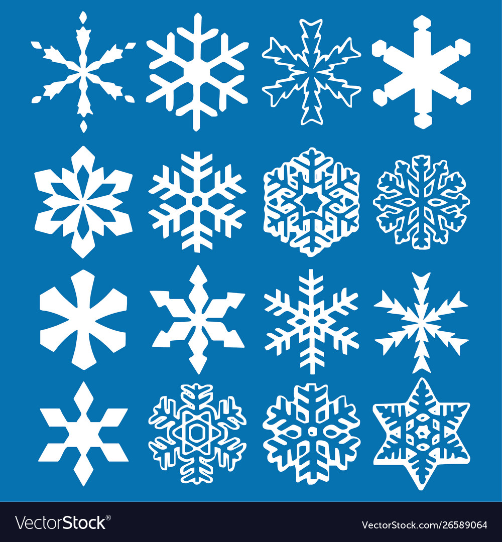 Snowflake icon background set blue color vector image Snowflake icon background set blue color