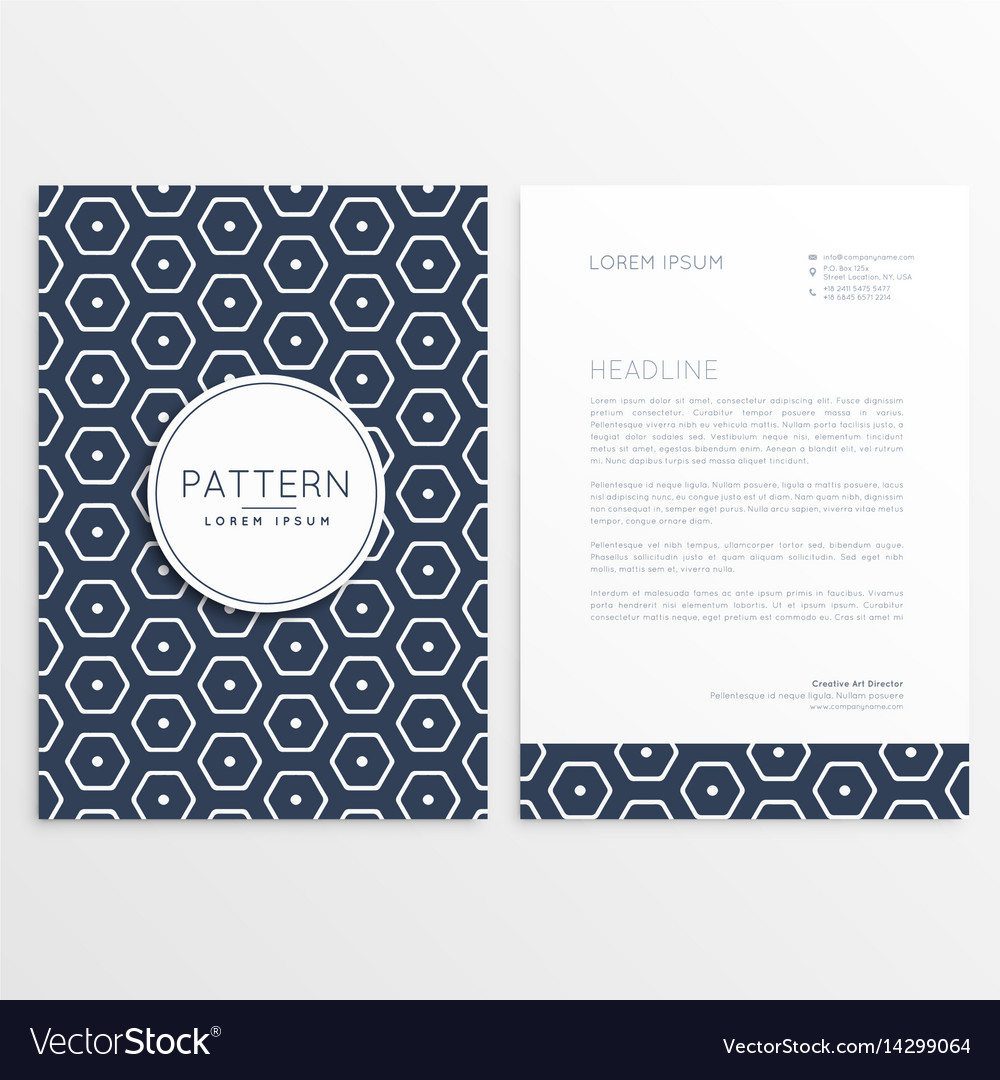 Stylish letterhead design with hexagonal pattern