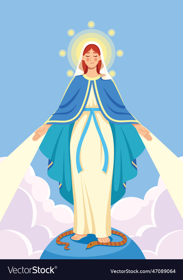 Virgin mary open arms vertical Royalty Free Vector Image