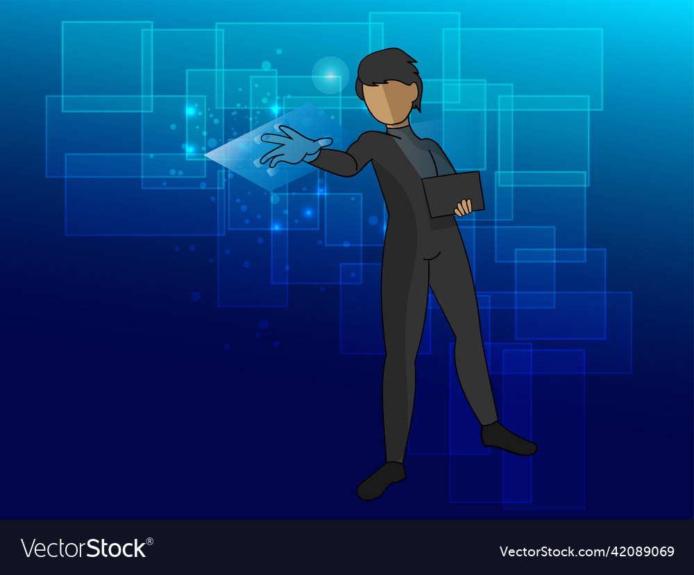 An abstract image of a hacker using laptop
