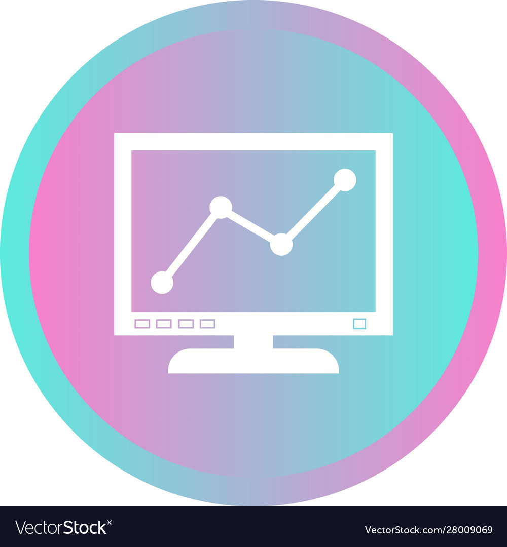 Beautiful graph on computer glyph icon