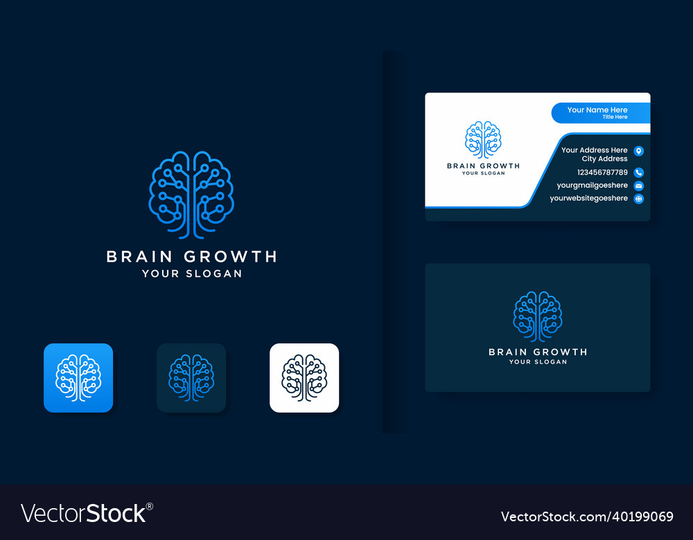 Brain tree logo design with circuit line vector image Brain tree logo design with circuit line