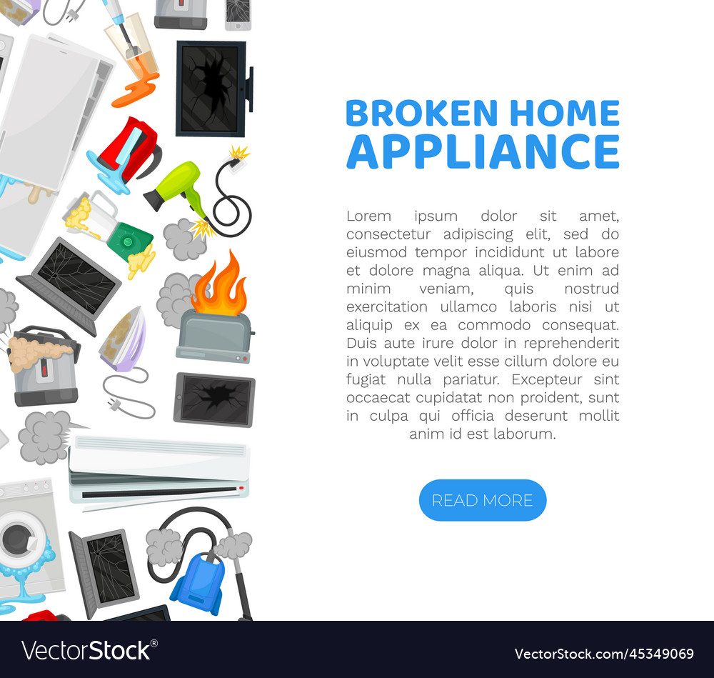 Broken Home Appliances Service And Repair Web Vector Image   Broken Home Appliances Service And Repair Web Vector 45349069 