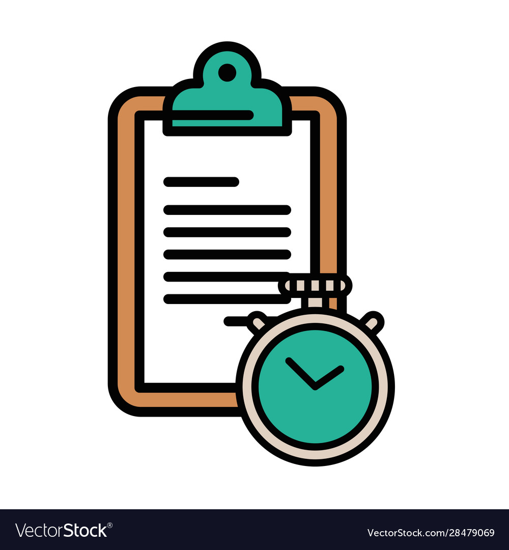Checklist clipboard document with chronometer Vector Image Checklist clipboard document with chronometer