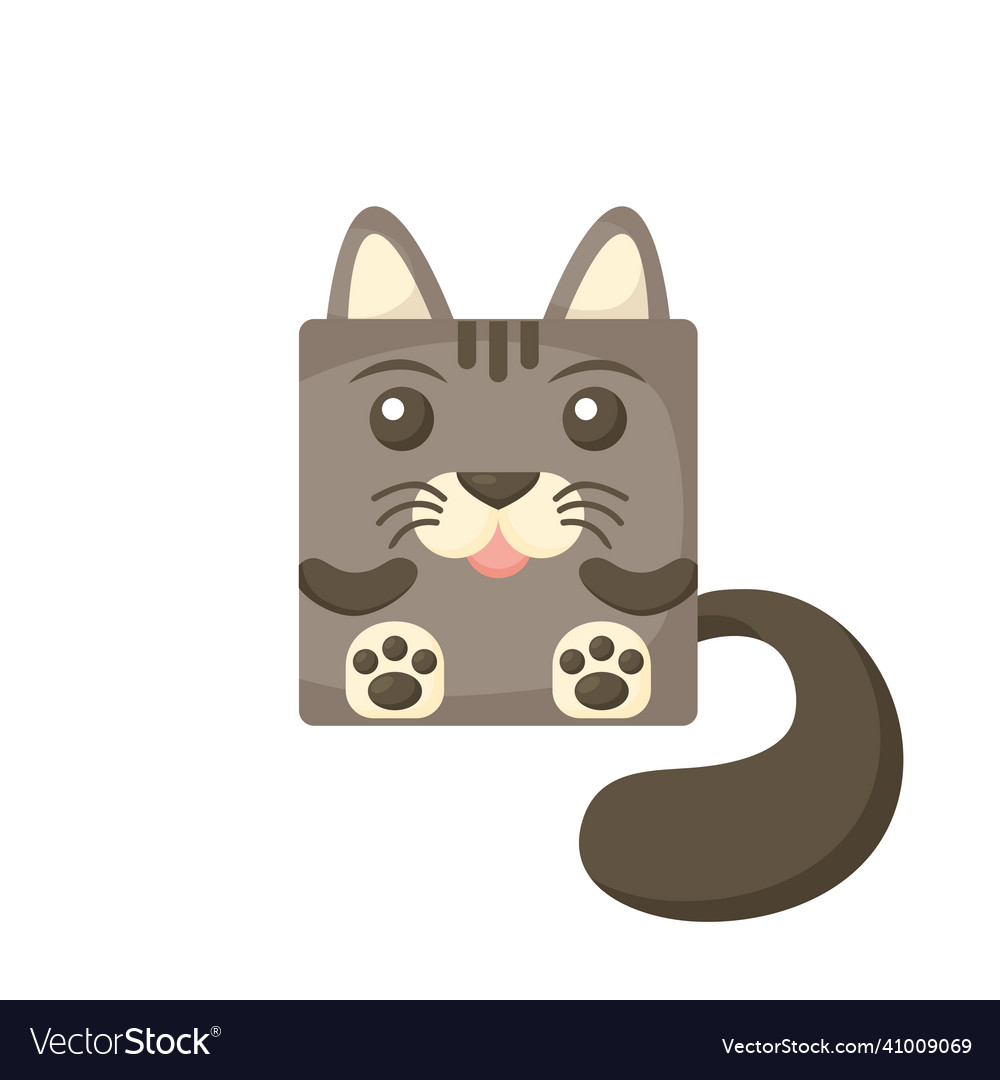 Cute cartoon square animal cat zoo sticker