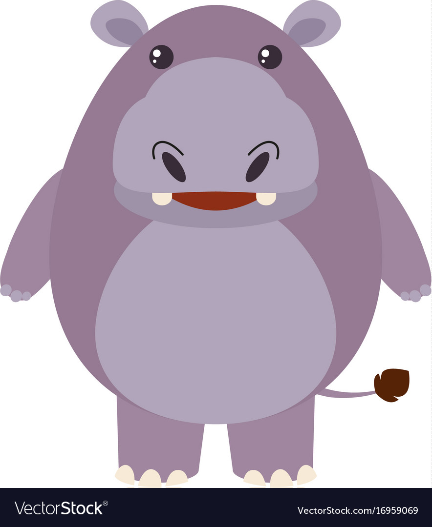 Cute hippo on white background Royalty Free Vector Image