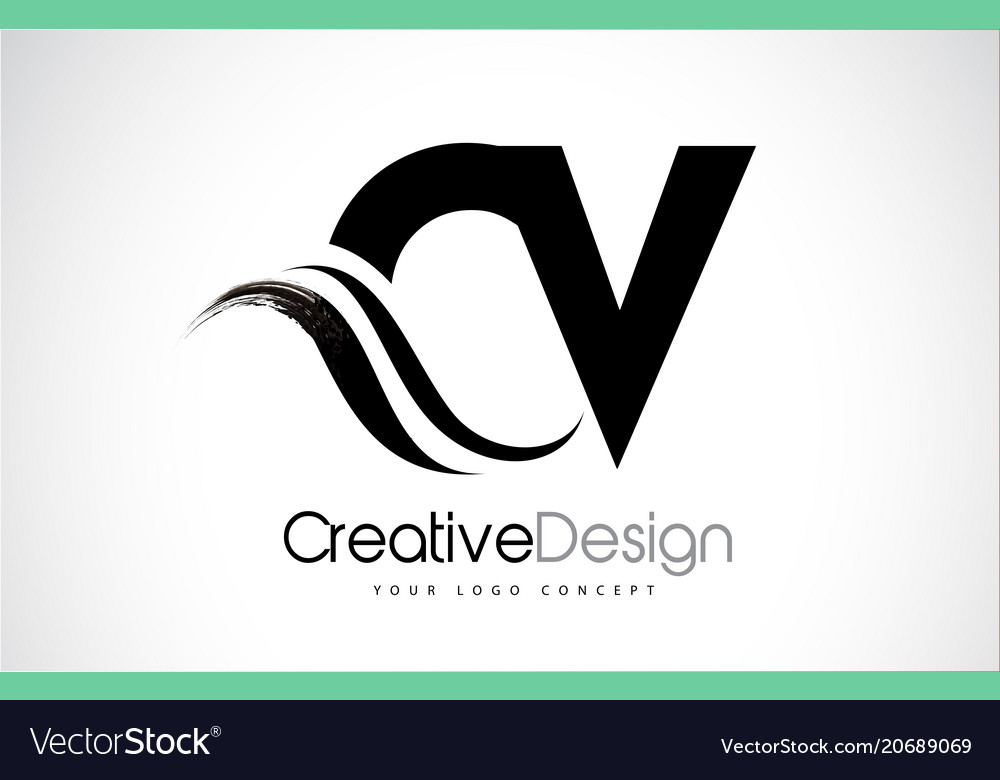 cv c v creative brush black letters design with letters in designs