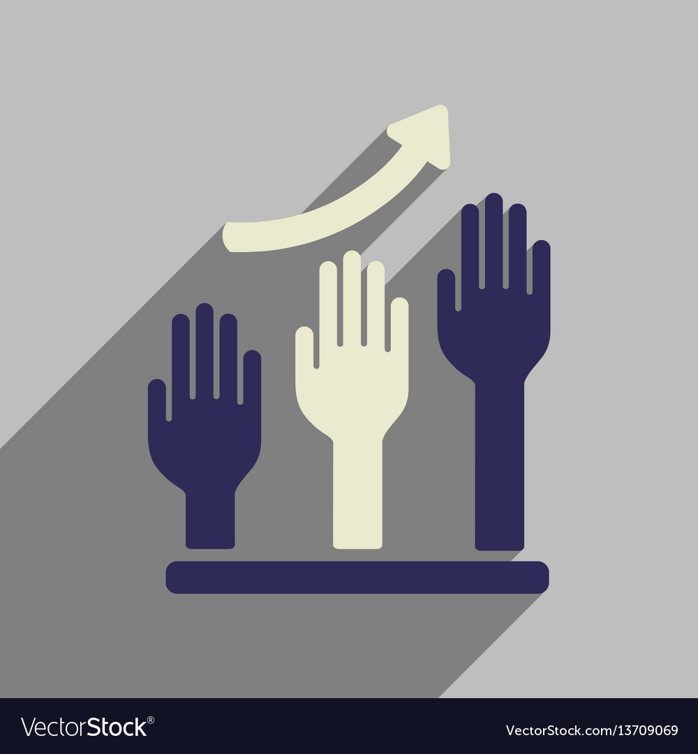 Flat web icon with long shadow hand graph