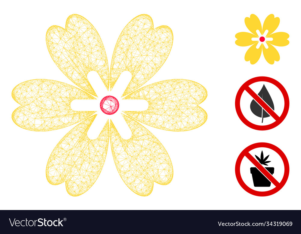 Flower polygonal web mesh vector image Flower polygonal web mesh
