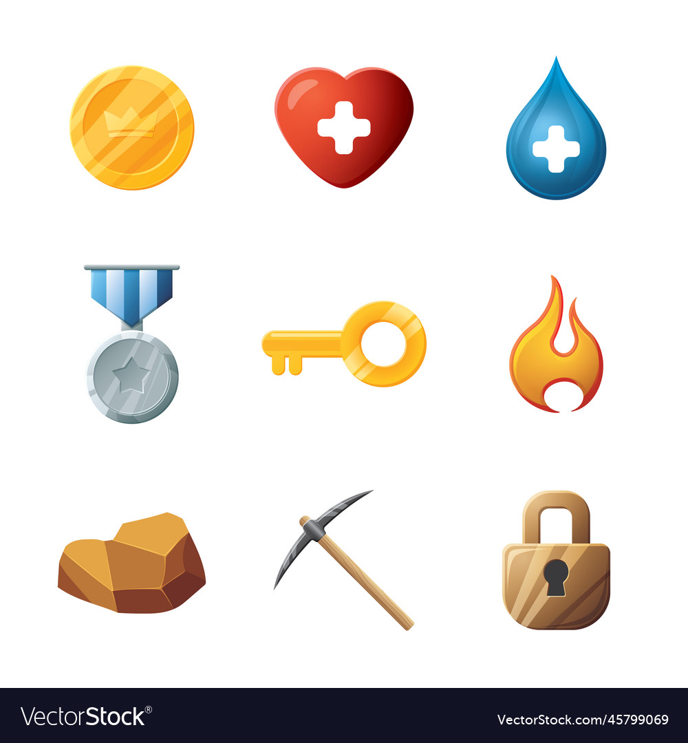 Game ui assets set gaming user interface icons