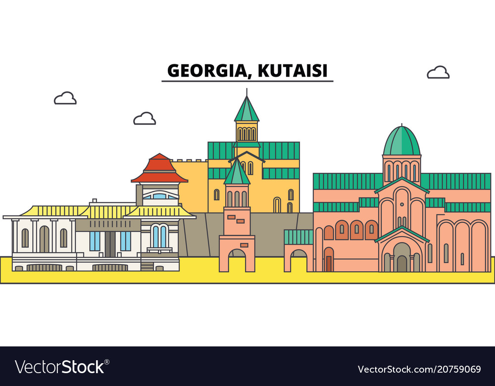 Georgia kutaisi city skyline architecture Vector Image