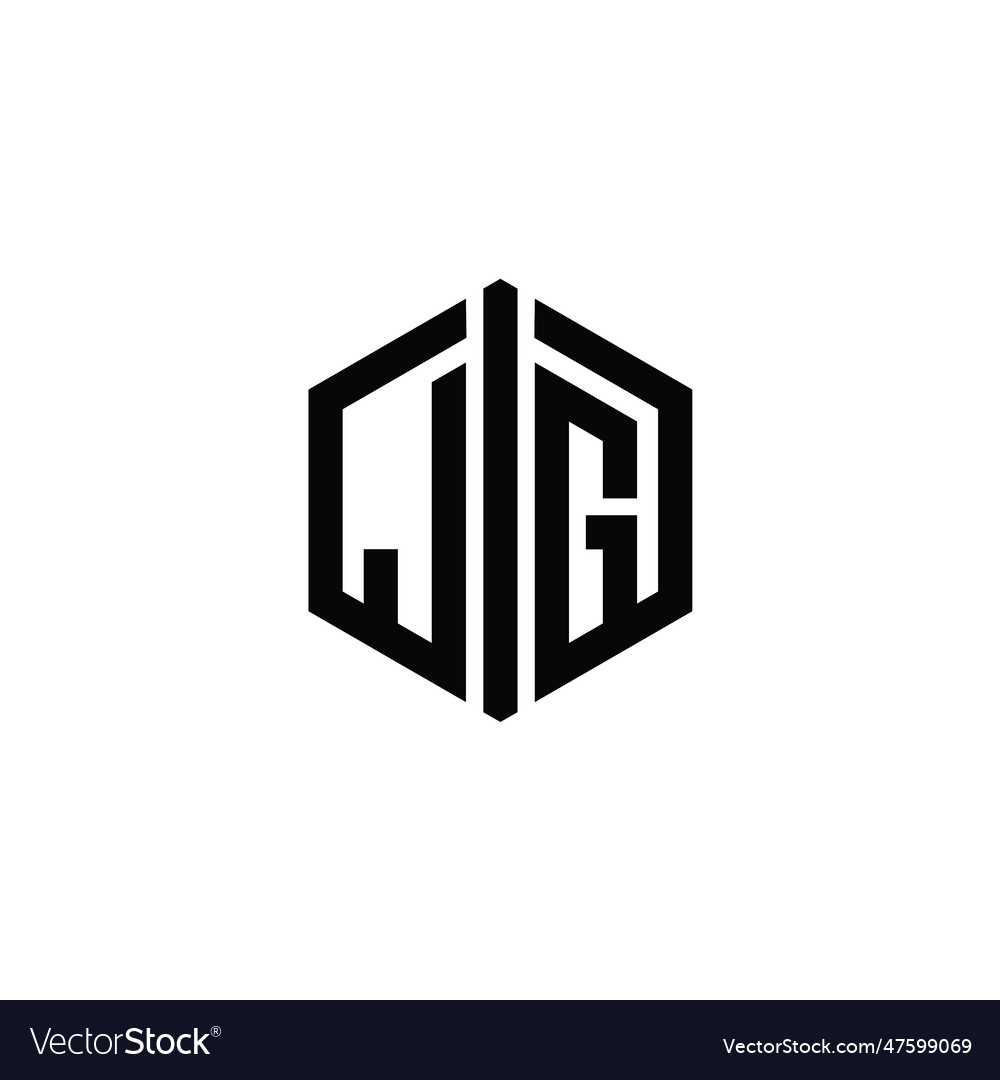 Jg letter logo monogram hexagon shape Royalty Free Vector