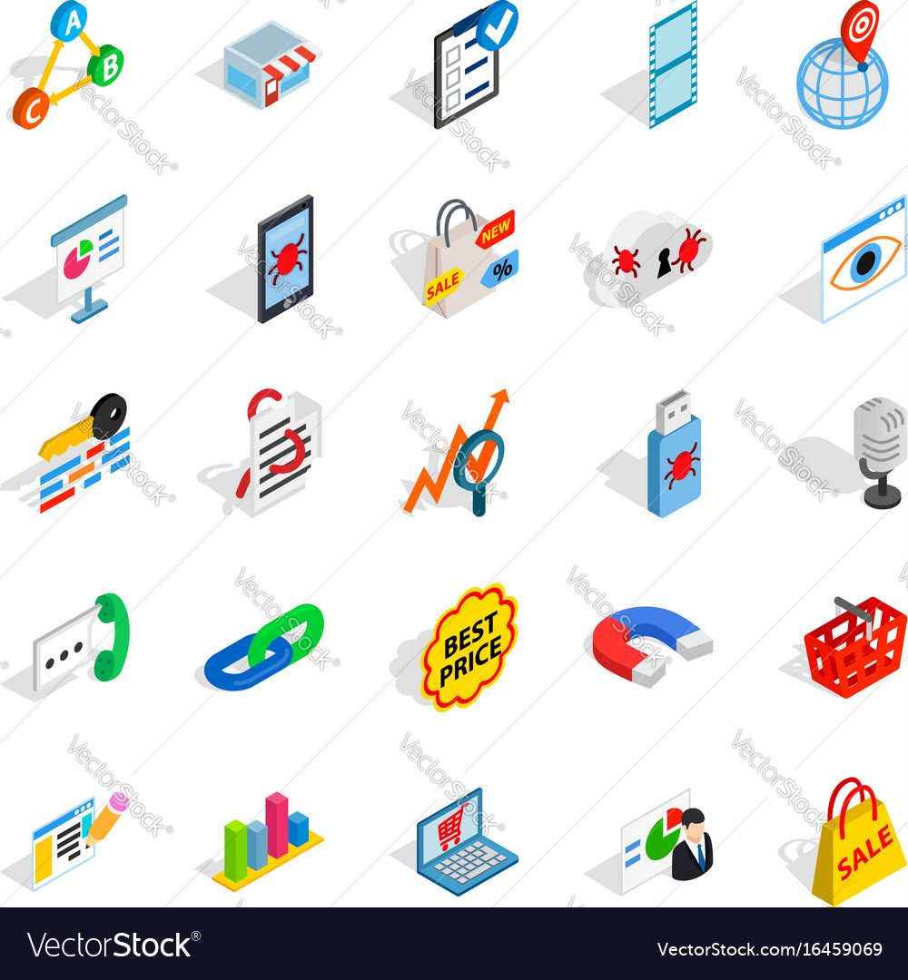 Local Server Icons Set Isometric Style Royalty Free Vector