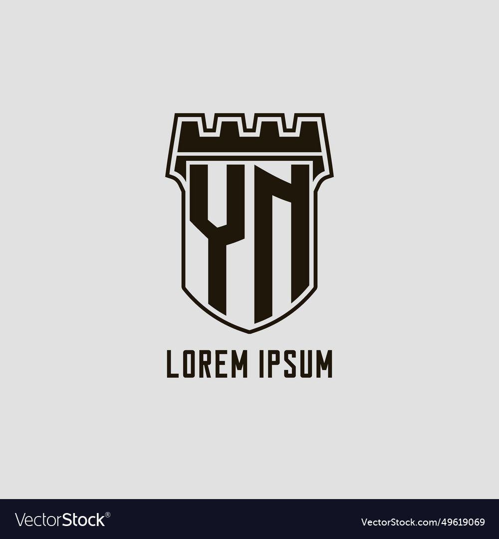 Monogram yn with shield fortress logo design style
